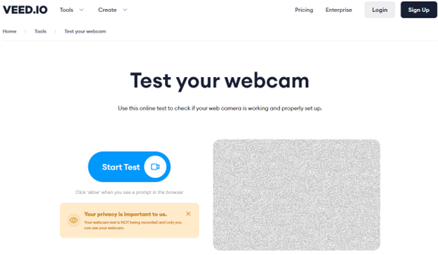 VEED.IO - Test Your Webcam - remote working tools